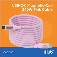Club3D Kabel magnetický USB-C, 240W PD3.1, 480 Mbps, 2m, růžová
