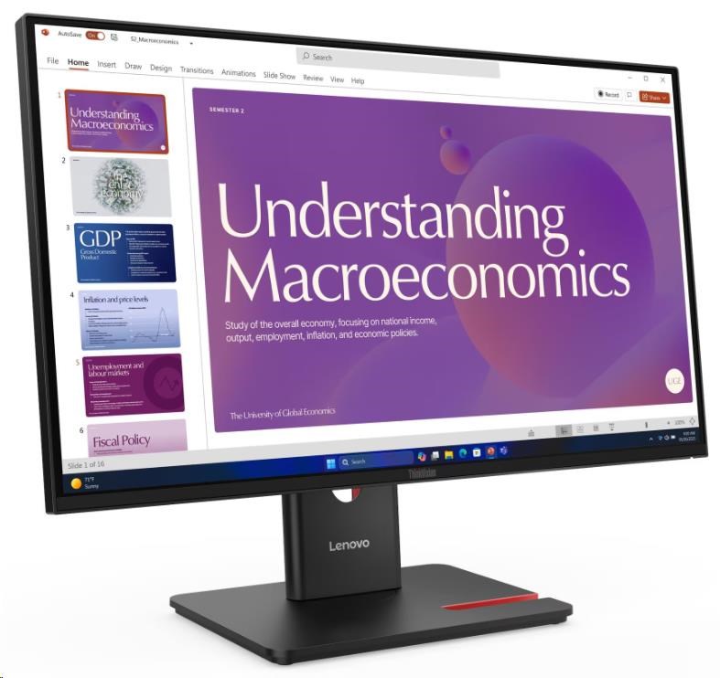 LENOVO LCD T24D-40 - 23.8",IPS,16:9,1920x1080,120Hz,250cd/m2,1500:1,4ms,USB-C(96W PD),HDMI,DP,DPout,DC,USBHub,RJ45,Pivot