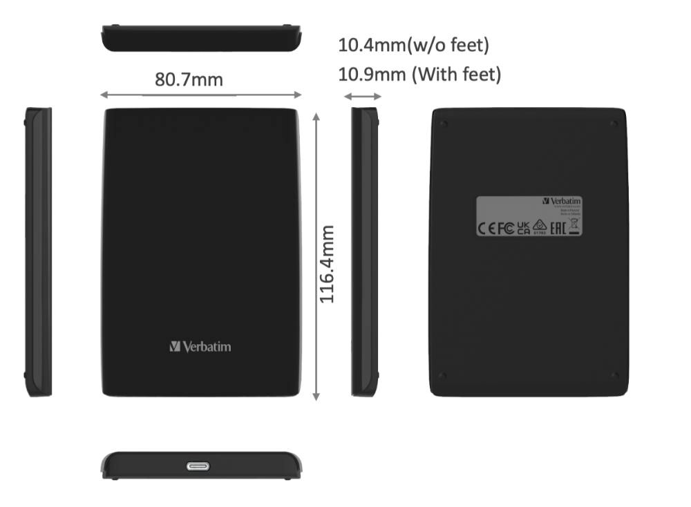 VERBATIM externí SSD 1TB Store 'n' Go Slim Portable USB 3.0, USB-A/USB-C, černá