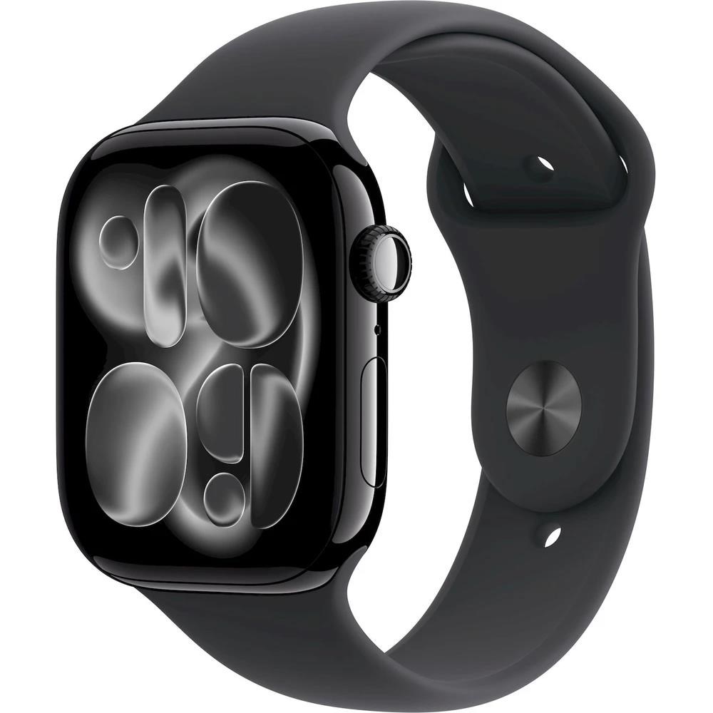 Apple Watch Series 11 GPS + Cellular 46mm Jet Black Aluminium Case with Black Sport Band - M/L