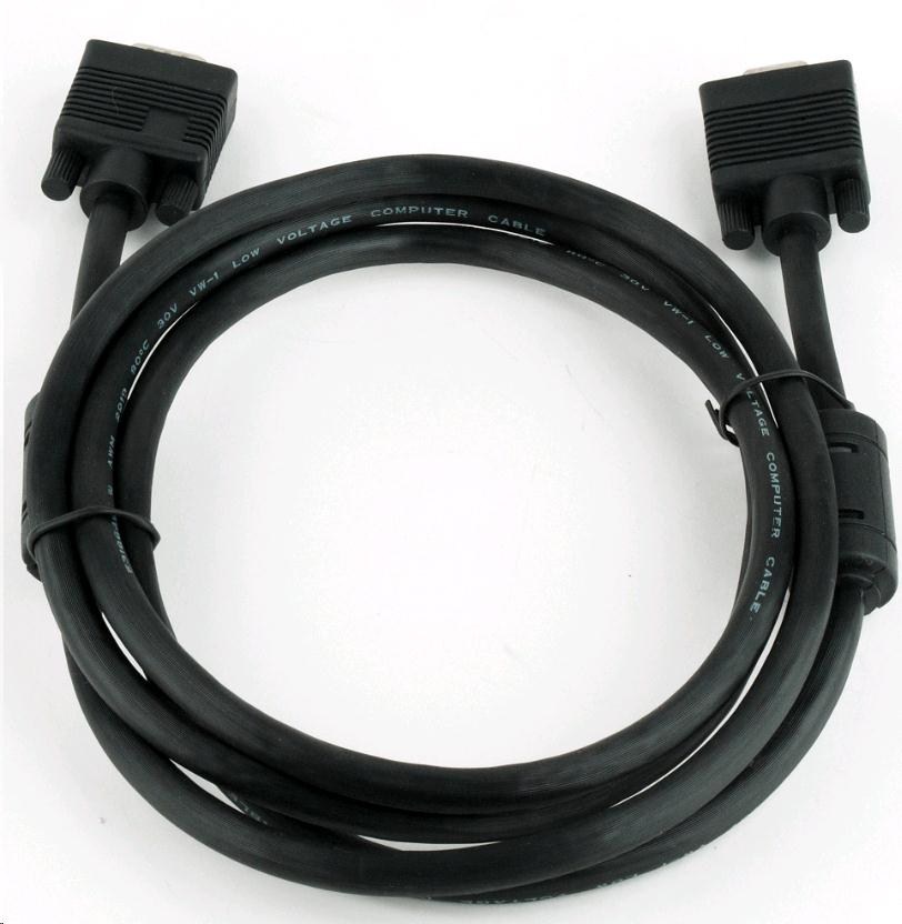GEMBIRD Kabel VGA prodlužovací 1,8m, černý (HD15M/F, dvojité stínění, feritová jádra)