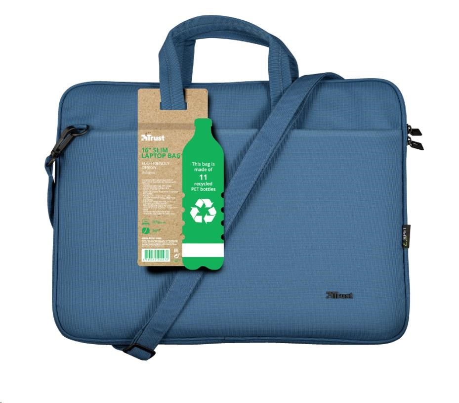 TRUST Pouzdro na notebook 16" Bologna Slim Laptop Bag Eco, modrá
