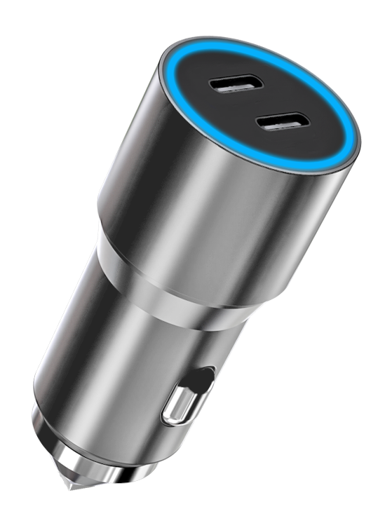 WG - Nabíječka do auta 2x USB 60W, 2x USB-C PD 30W, stříbrná