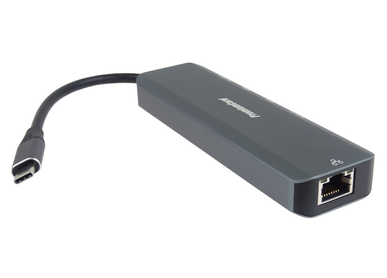 PREMIUMCORD Adaptér USB-C na Gigabit 10/100/1000Mbps + 1x HDMI, 2x USB3.2, 1x PD 100W konektor, Šedá