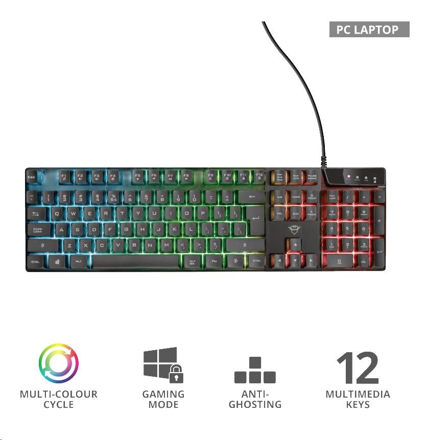 TRUST herní klávesnice GXT 835 Azor Illuminated Gaming Keyboard