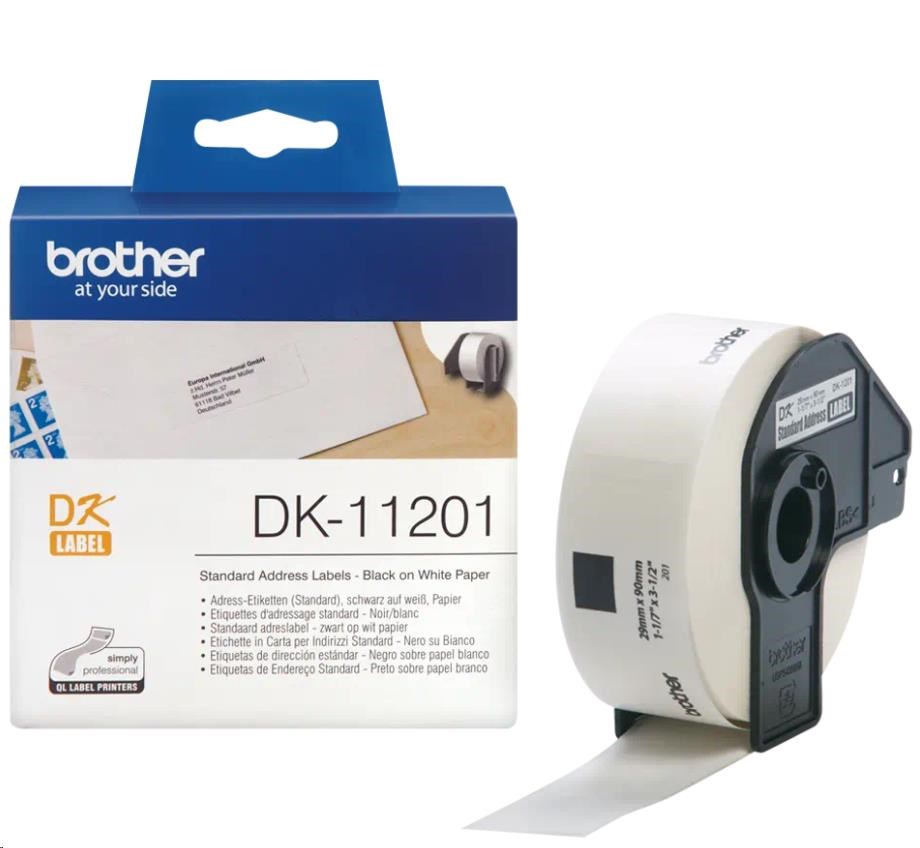 BAZAR - BROTHER DK-11201 Adresní štítky standart (400 ks) 29 mm x 90 mm - Poškozený obal (Komplet)