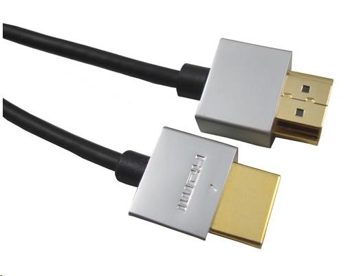 PREMIUMCORD Kabel Slim HDMI kabel, 1m, High Speed + Ethernet (v1.4), zlacené konektory