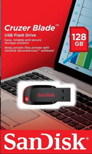 SanDisk Flash Disk 128GB Cruzer Blade, USB 2.0, černá
