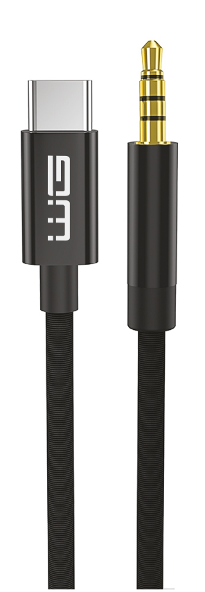 WG - Kabel Type-C (male) na AUX 3,5mm jack (male), 1,5metru, DAC chip, černá