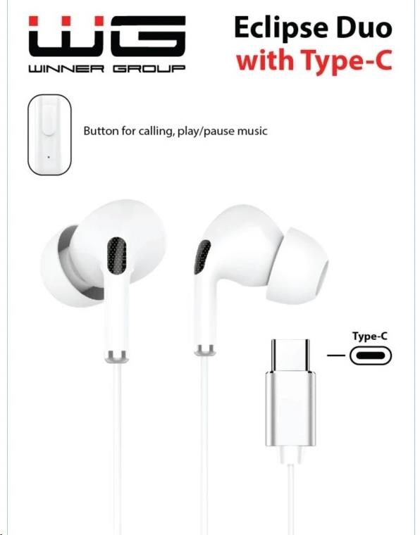 WG - Sluchátka s konektorem Type-C, Eclipse Duo, drátové, white