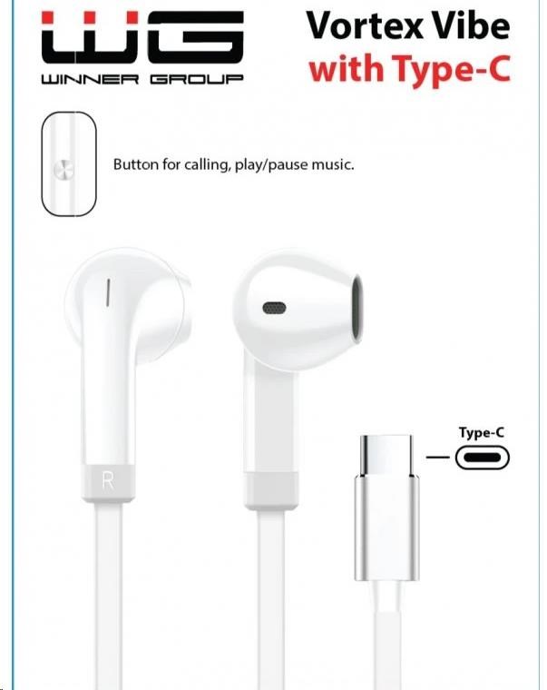 WG - Sluchátka s konektorem Type-C, Vortex Vibe, drátové, white