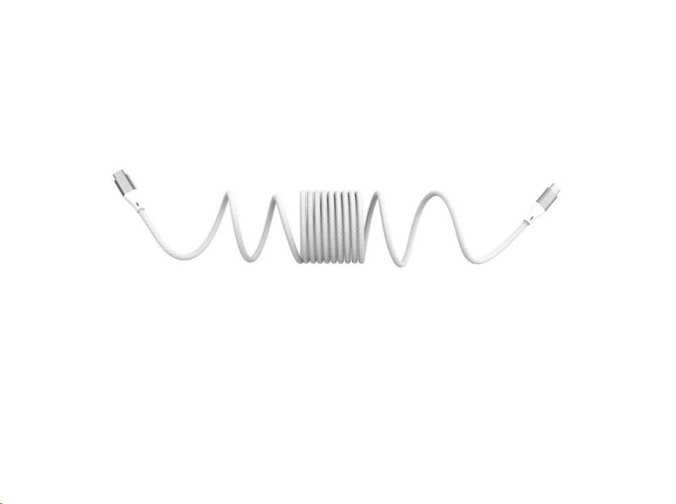 WG - Datový kabel Type-C na Type-C, 1 metr, 3A, 60W, magnetický samonavíjecí, bílá