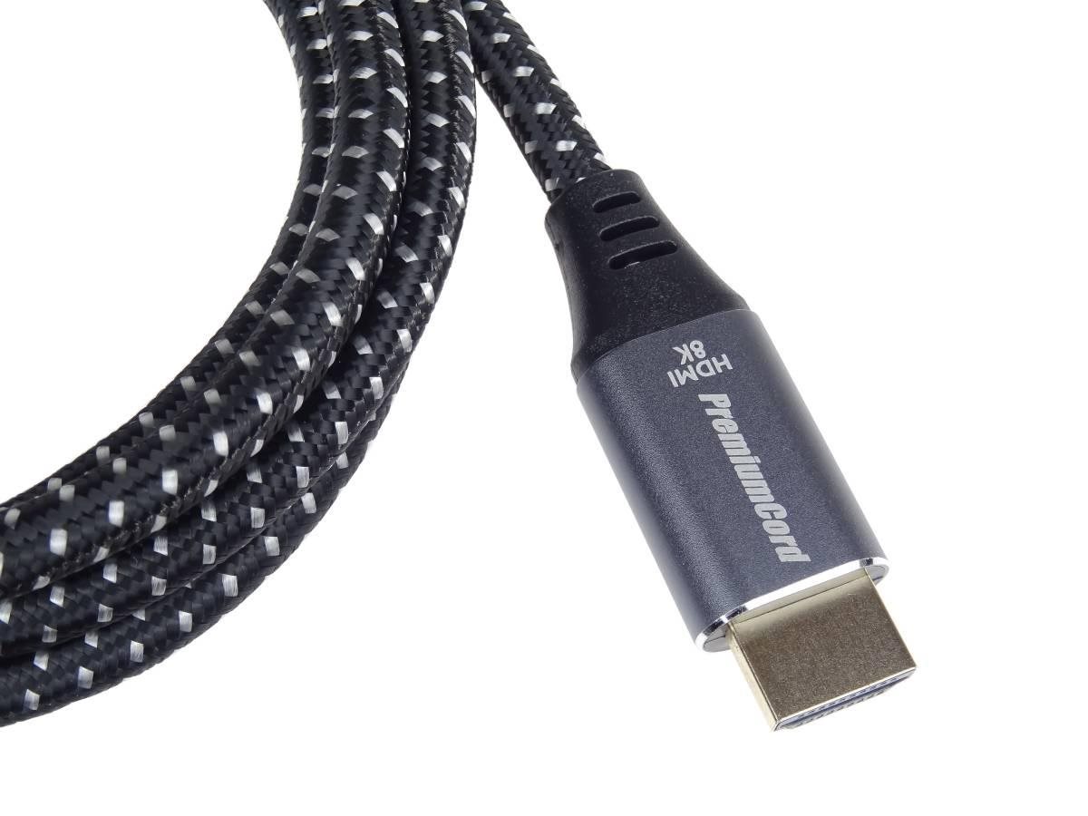 PREMIUMCORD Kabel HDMI 2.1 High Speed + Ethernet kabel 8K@60Hz, zlacené konektory, 1,5m