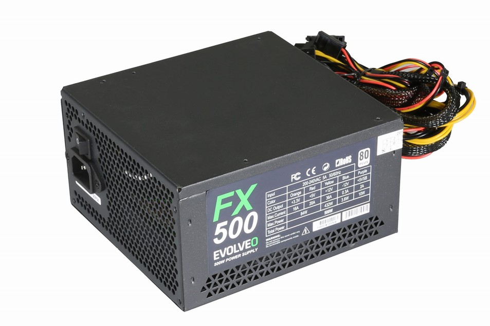 EVOLVEO FX 500 , zdroj 500W ATX, 14cm, tichý, 80+, bulk, záruka 3 roky