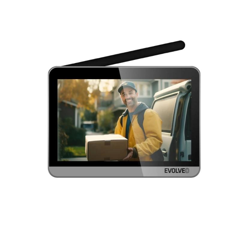 EVOLVEO DoorPhone W7, Sada domácího bezdrátového videotelefonu s WiFi černý stříbrný monitor