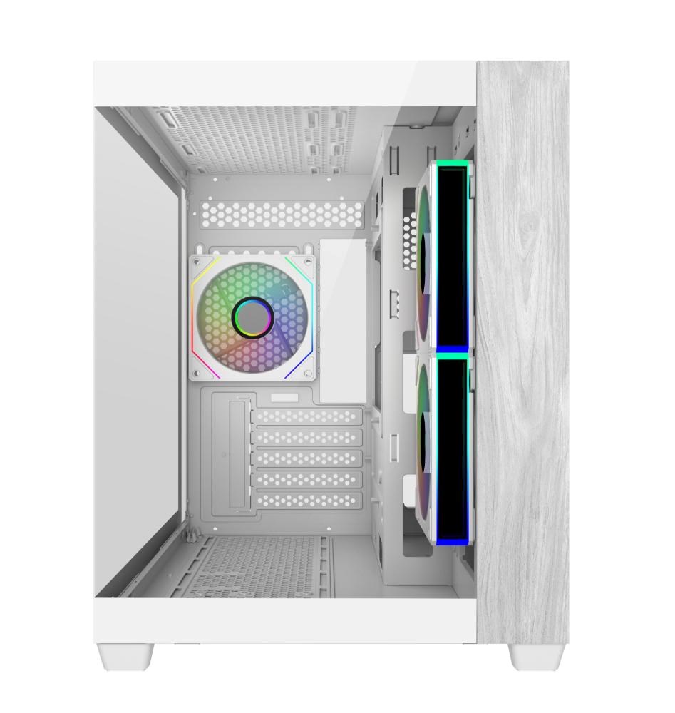 Cooler Master case Elite 481 Wood, ATX, Průhledná bočnice, 3x 120mm ARGB Fan, Bílá