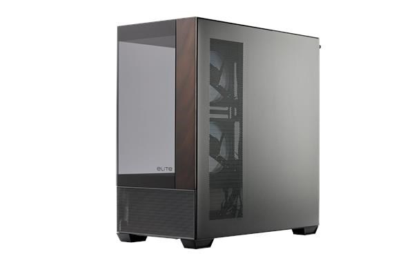 Cooler Master case Elite 690 Wood, ATX, Průhledná bočnice, 3x 120mm ARGB Fan, Černá