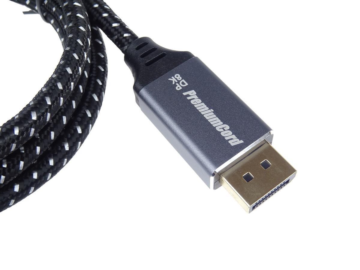 PREMIUMCORD Kabel DisplayPort 1.4 přípojný kabel, kovové a zlacené konektory, 0,5m