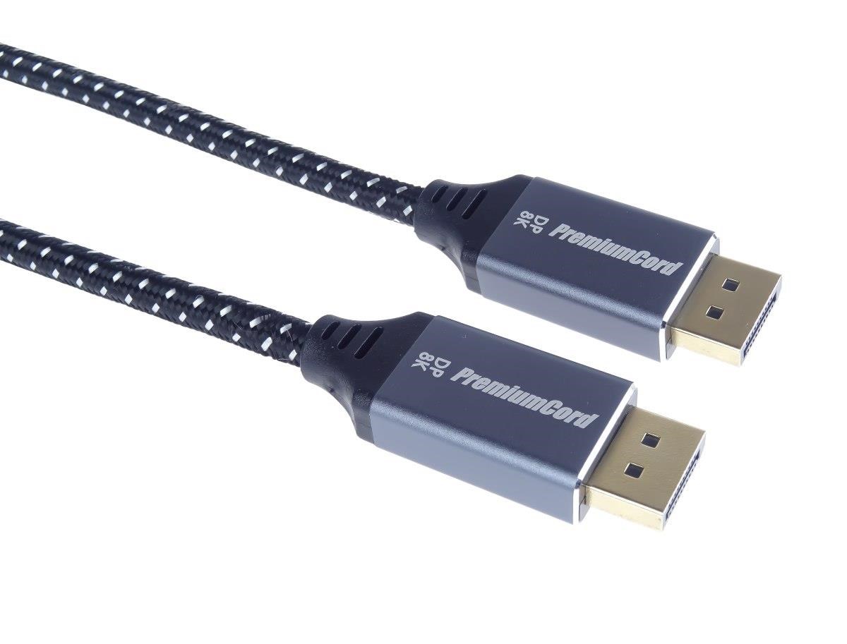 PREMIUMCORD Kabel DisplayPort 1.4 přípojný kabel, kovové a zlacené konektory, 0,5m