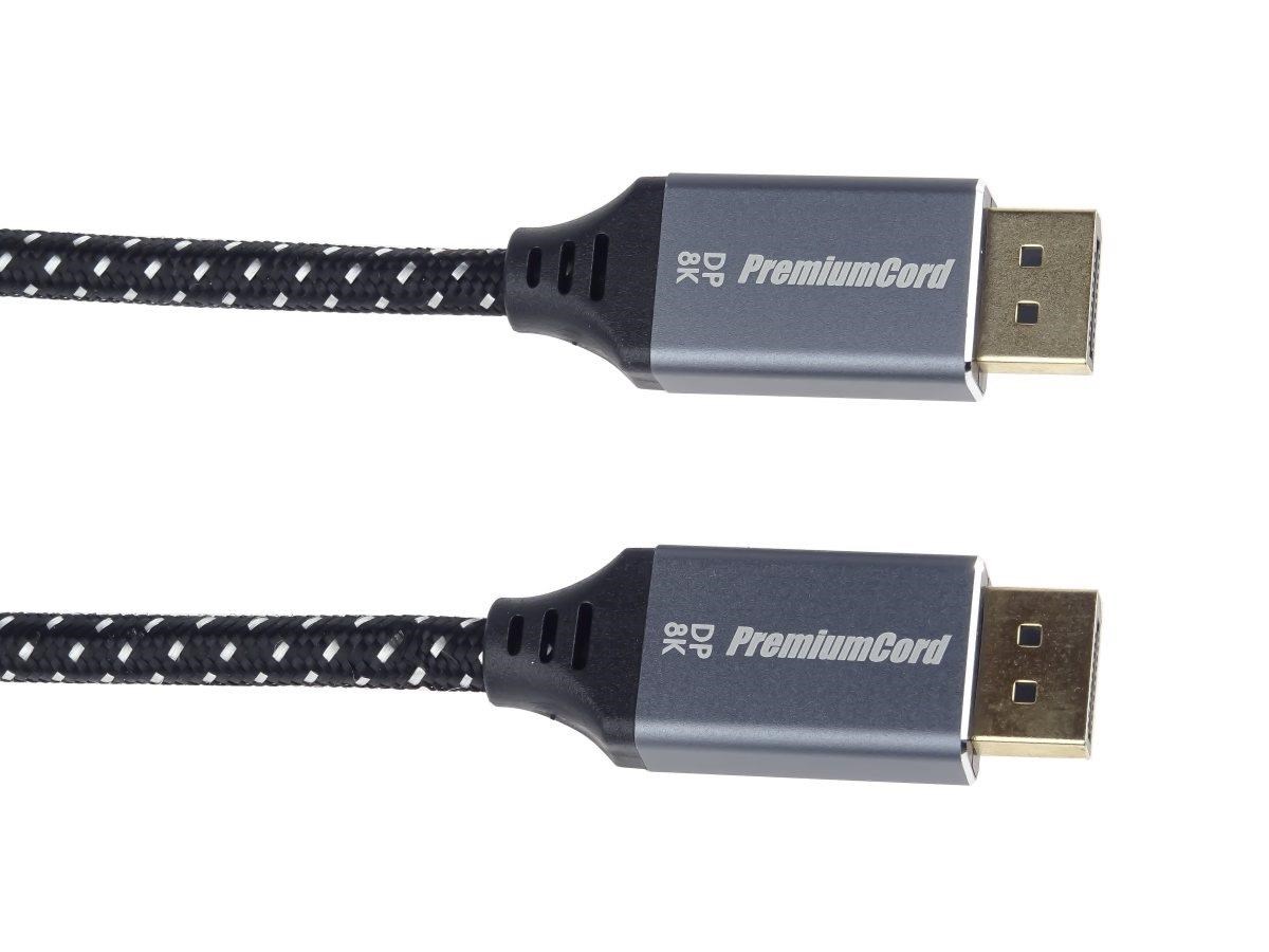 PREMIUMCORD Kabel DisplayPort 1.4 přípojný kabel, kovové a zlacené konektory, 0,5m