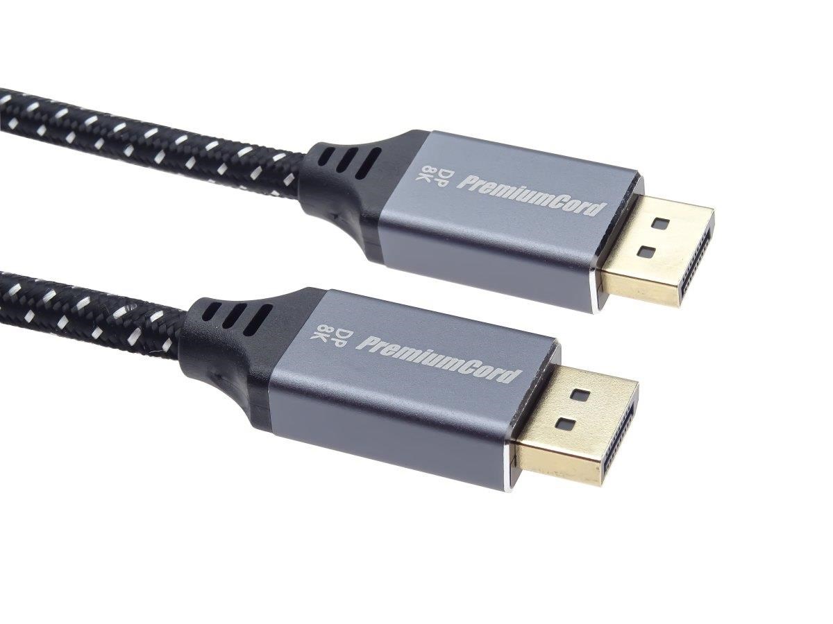 PREMIUMCORD Kabel DisplayPort 1.4 přípojný kabel, kovové a zlacené konektory, 0,5m