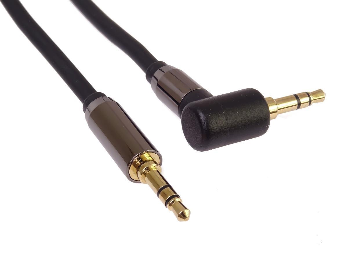 PremiumCord HQ stíněný kabel stereo Jack 3.5mm - Jack 3.5mm zahnutý 90°, 3m