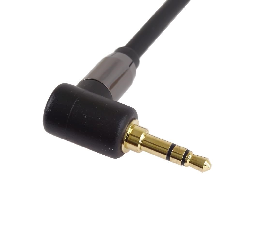 PremiumCord HQ stíněný kabel stereo Jack 3.5mm - Jack 3.5mm zahnutý 90°, 3m