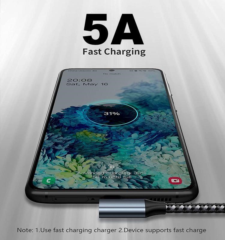 PremiumCord USB-C 2x zahnutý kabel ( USB 3.2 GEN 2x2, 5A, 100W, 20Gbit/s ) bavlněný oplet, délka: 1m