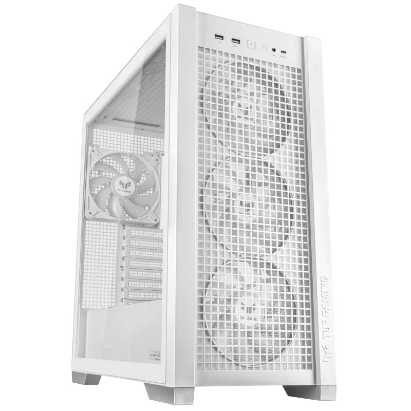 ASUS case TUF GAMING CASE (GT302) TG, Mid Tower, 4x 140mm ARGB Fan, bílá