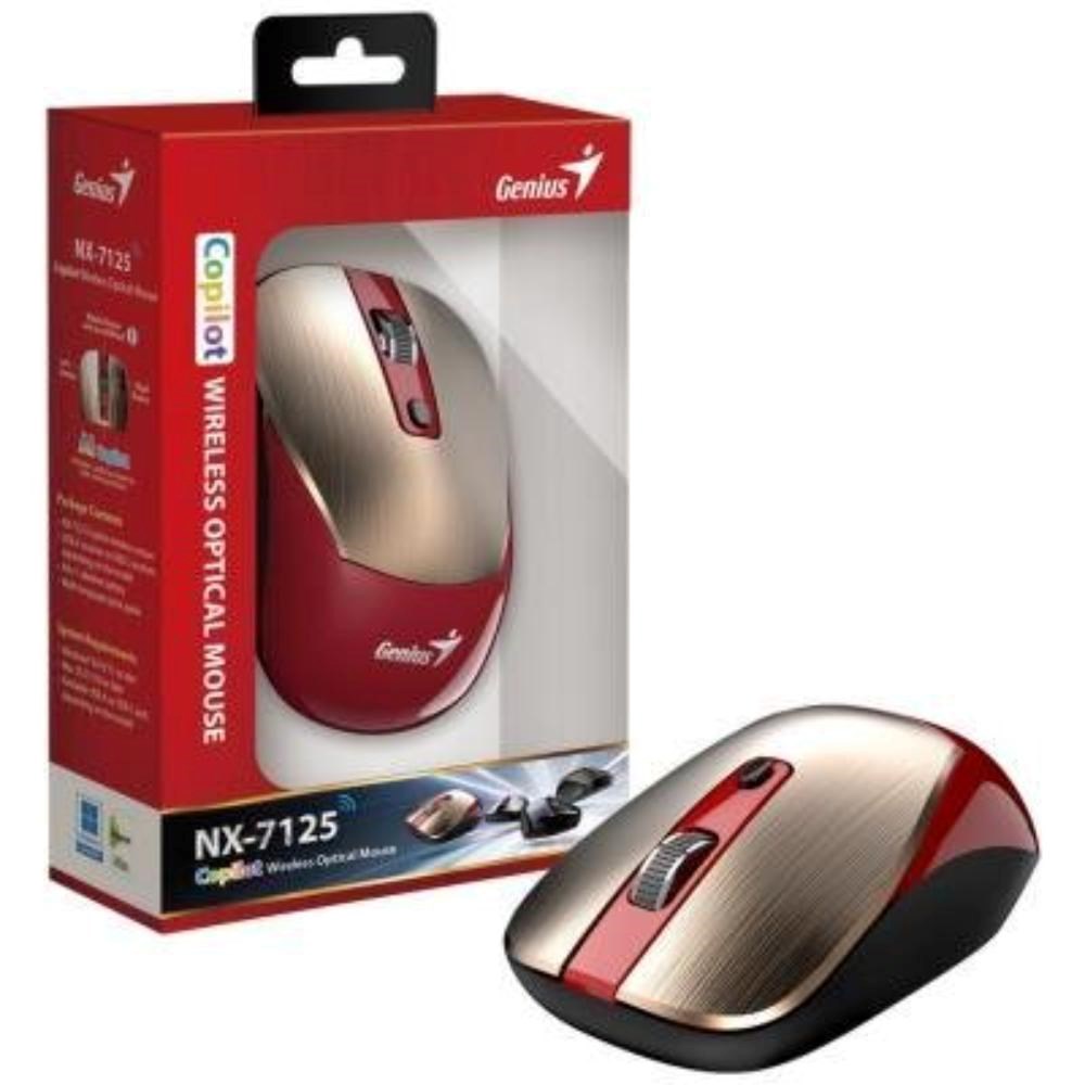GENIUS myš NX-7125 GoldRed/ 1200 dpi/ bezdrátová/ Copilot/ červeno-zlatá