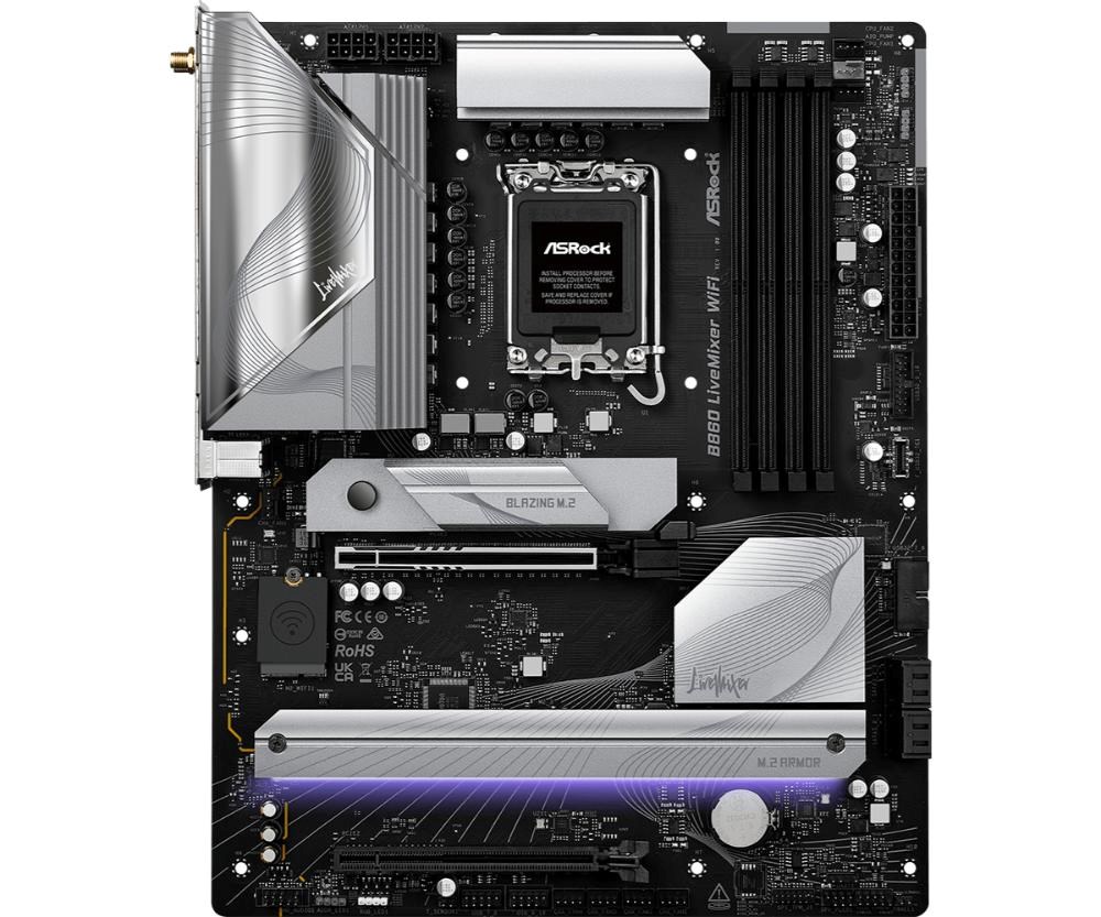 ASRock MB Sc LGA1851 B860 LiveMixer WiFi, Intel B860, 4xDDR5, 1xThunderbolt, 1xHDMI, WiFi, ATX