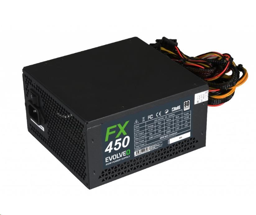 EVOLVEO FX 450, zdroj 450W ATX, 14cm, tichý, 80+, bulk, záruka 3 roky