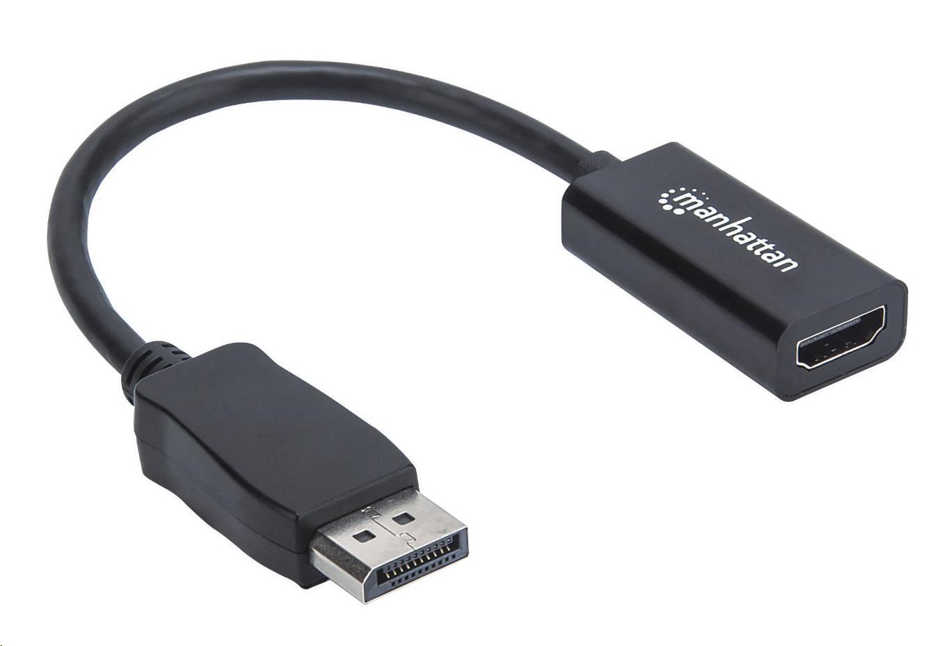 MANHATTAN Adaptér, DisplayPort, DP-Male/HDMI-Female, černý