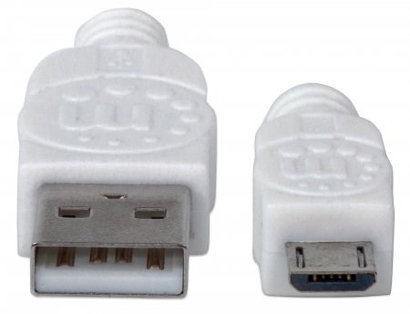 MANHATTAN Kabel propojovací USB 2.0  A Male / Micro-B Male, 1.8m, bílý
