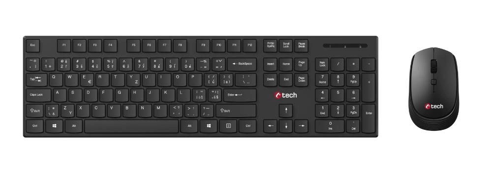 BAZAR - C-TECH klávesnice s myší WLKMC-03, Bezdrátový set 2.4GHz, CZ, Černá, rozbaleno