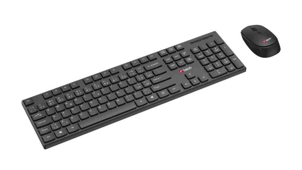 BAZAR - C-TECH klávesnice s myší WLKMC-03, Bezdrátový set 2.4GHz, CZ, Černá, rozbaleno