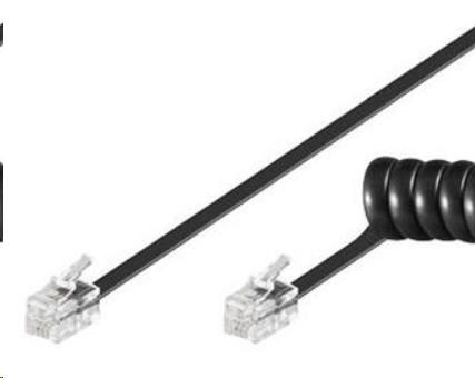 PremiumCord Kabel telefonní sluchátkový kroucený 4 žíly 2m - černý