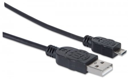 MANHATTAN Kabel propojovací USB 2.0 A Male / Micro-B Male, 1.8m, černý