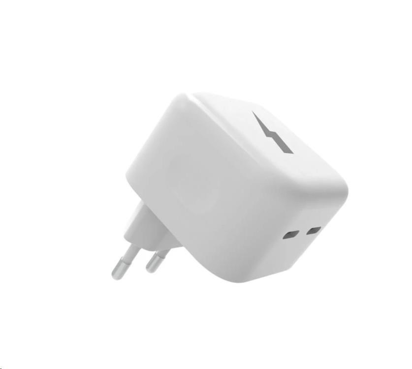 WG - Síťová nabíječka GaN 2x USB-C 35W, bílá
