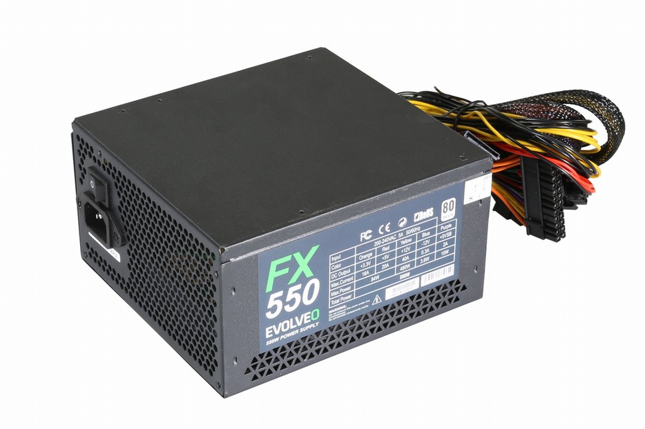 EVOLVEO FX 550 , zdroj 550W ATX, 14cm, tichý, 80+, bulk, záruka 3 roky