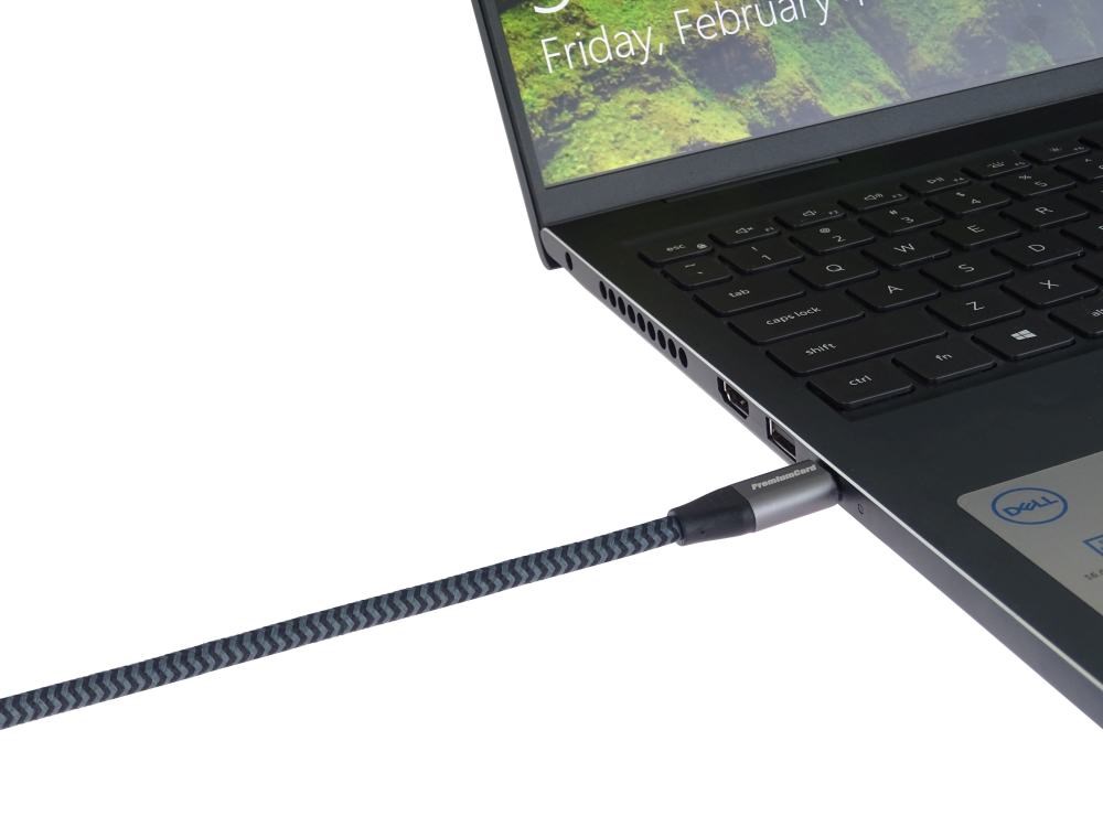 PREMIUMCORD USB-C zahnutý kabel (USB 3.2 Gen2x2, 5A, 100W, 20Gbit/s) 3m, Šedá