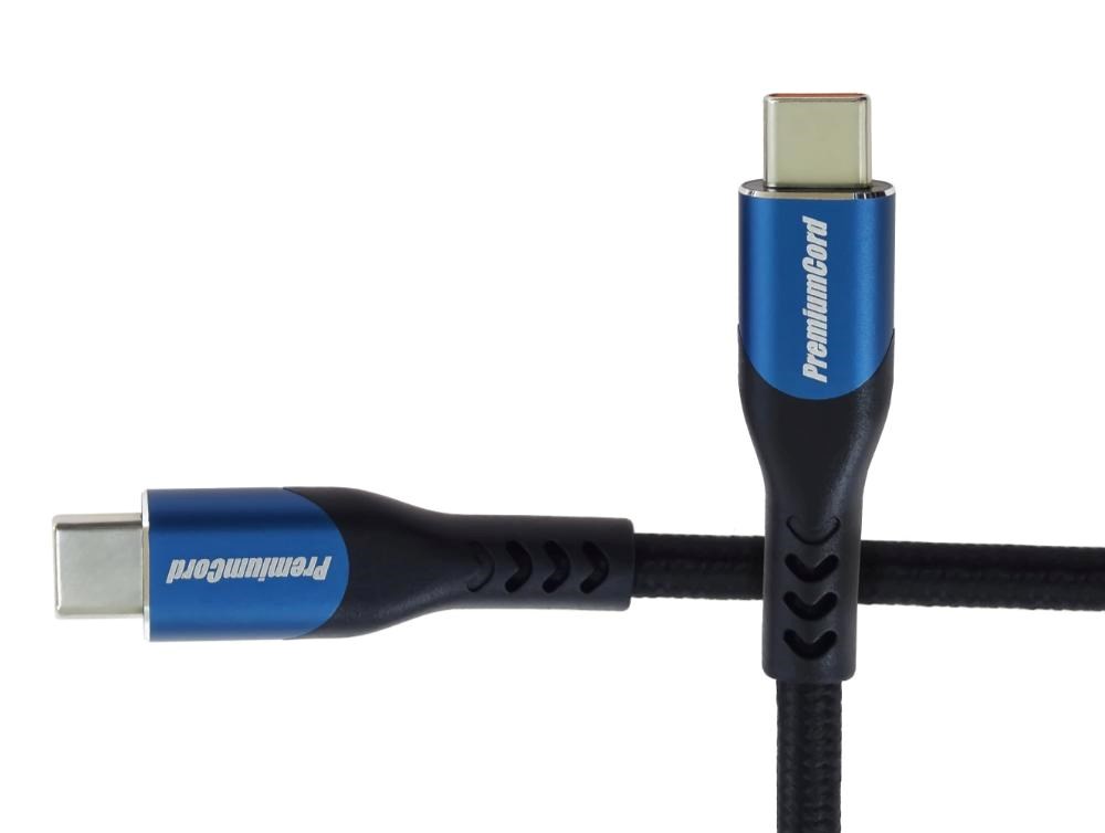 PremiumCord USB-C kabel ( USB 3.2 GEN 2x2, 5A, 100W, 20Gbit/s ) 1,5m, bavlněný oplet