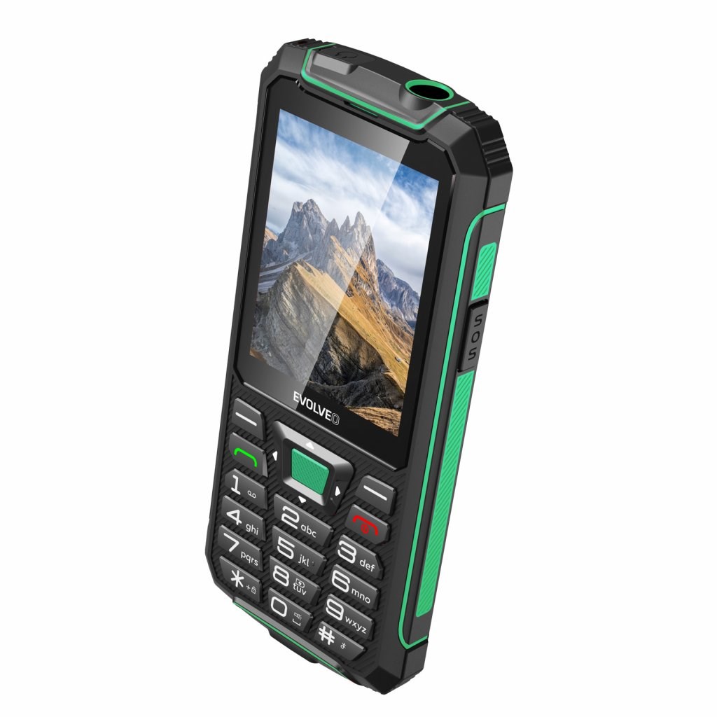 EVOLVEO StrongPhone W4, vodotěsný odolný Dual SIM telefon, černo-zelená