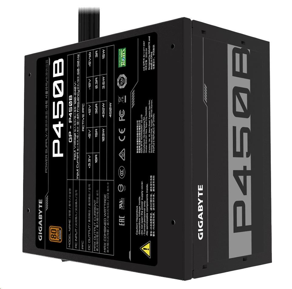 GIGABYTE zdroj P450B, 450W, 80plus bronze, 12 cm fan