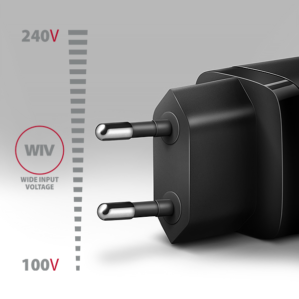 AXAGON ACU-DPQ65, GaN nabíječka do sítě 65W, 3x port (USB-A + dual USB-C), PD3.0/QC4+/PPS/Apple, černá