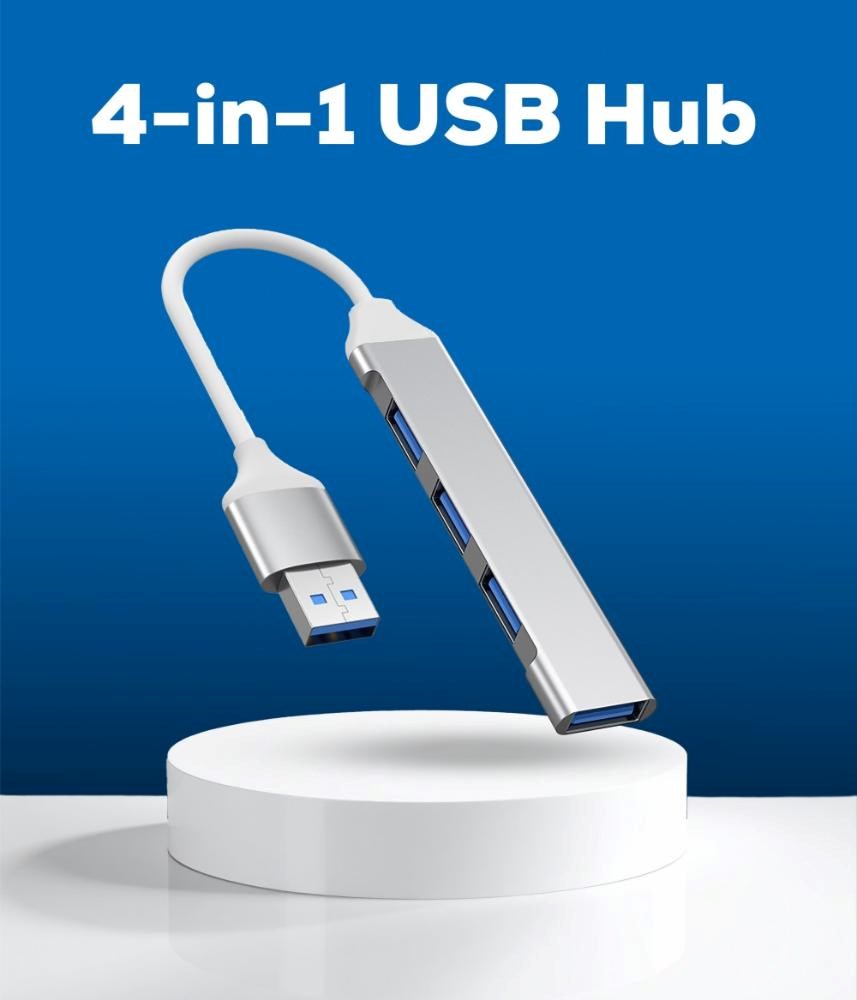 PremiumCord Hub USB3.2A na USB3.2 A + 3x USB2.0 A, SuperSpeed 5Gbps, hliníkové pouzdro