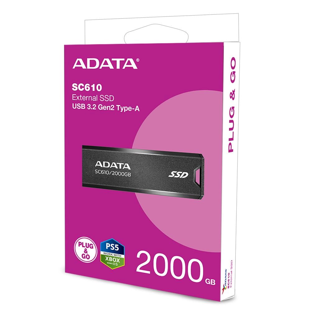ADATA Externí SSD 2TB SC610, USB-A 3.2, černá