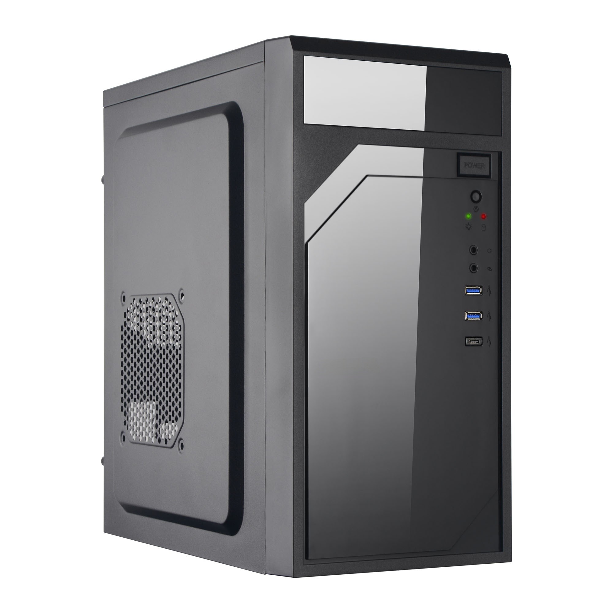 EUROCASE skříň ML M6-590B, Mini Tower, 1xUSB-C, 2x USB 3.0, 2x audio, černá