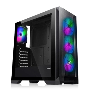 EVOLVEO Ptero Q2G, skříň ATX, 4x ARGB ventilátor, čelní+boční panel sklo, černá