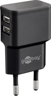 Goobay Napájecí a nabíjecí adaptér 230V na 2x USB, max.2,4A, černý